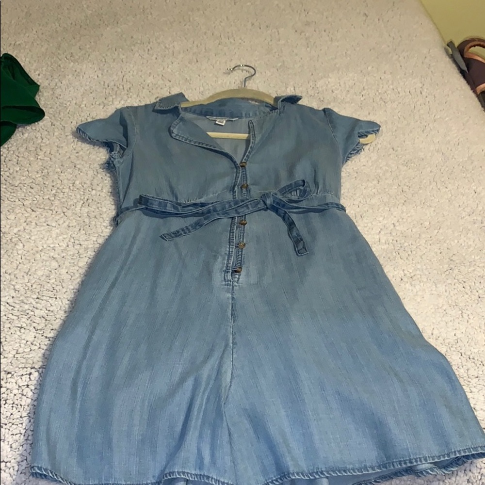 faux denim romper american eagle